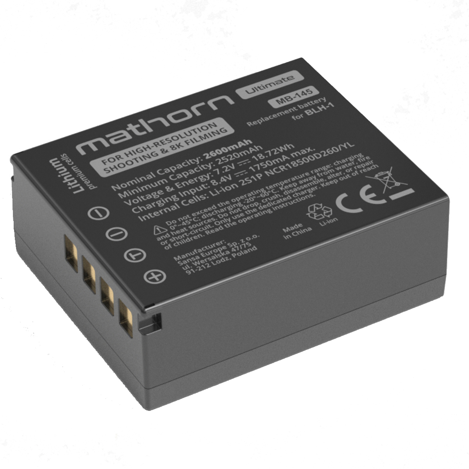 Mathorn Akku MB-145 Ultimate 2600mAh für Olympus BLH-1