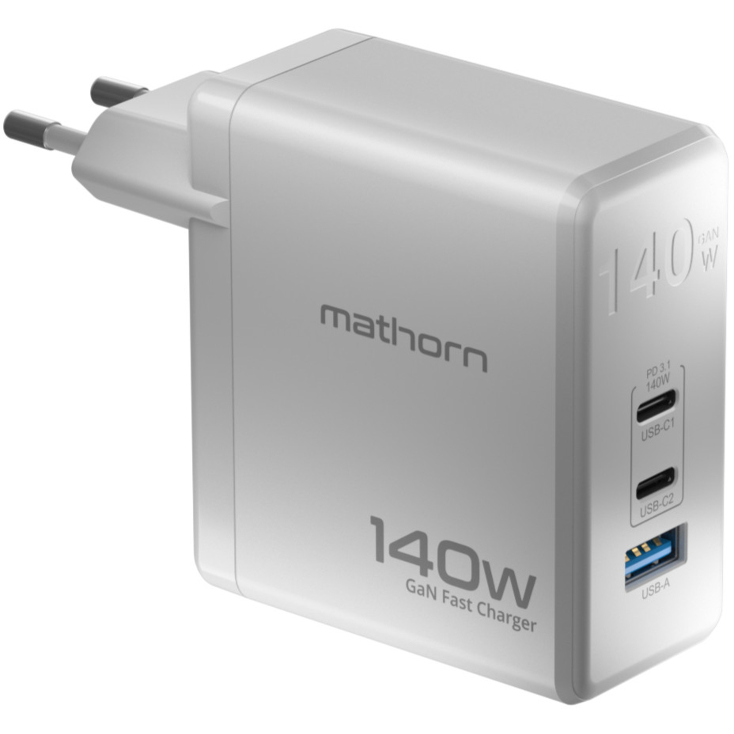 Mathorn Ladegerät 140W GaN USB-C USB-A PD3.1 QC4.0 PPS weiß