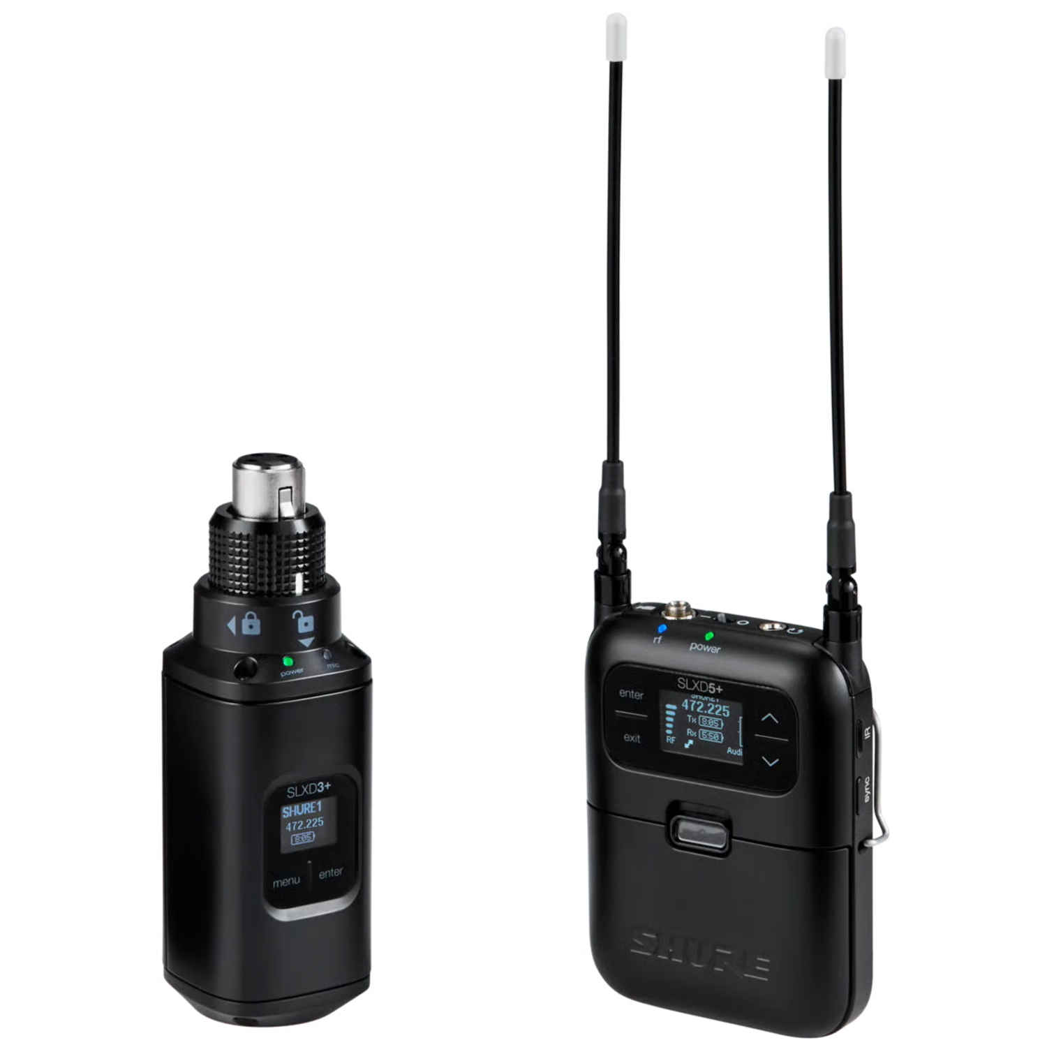 Shure Mobiles digitales Drahtlossystem SLXD35+ mit SLXD3+ Aufstecksender 
